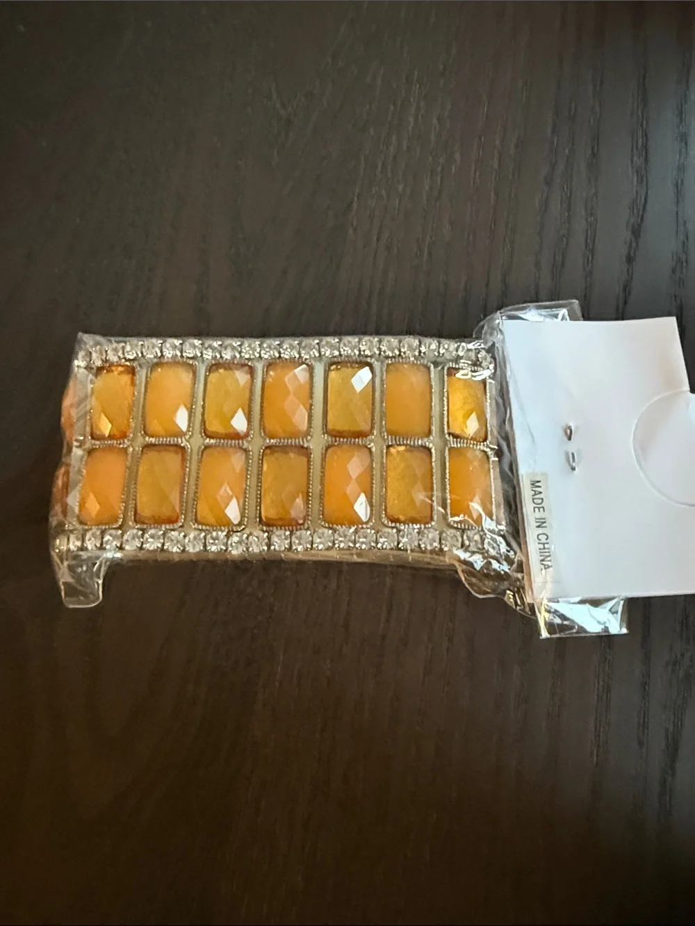 Yellow Stone Stretch Bracelet with Silver Accent